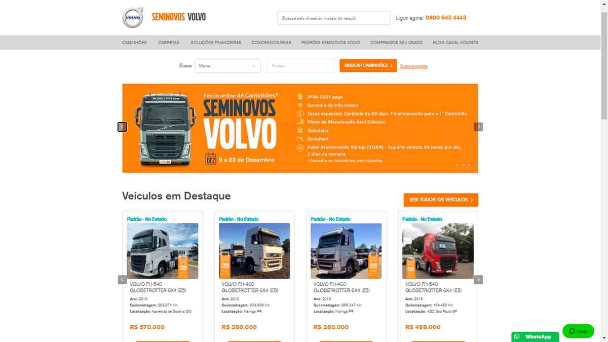 Volvo bate recorde de vendas de caminhões Seminovos em 2020