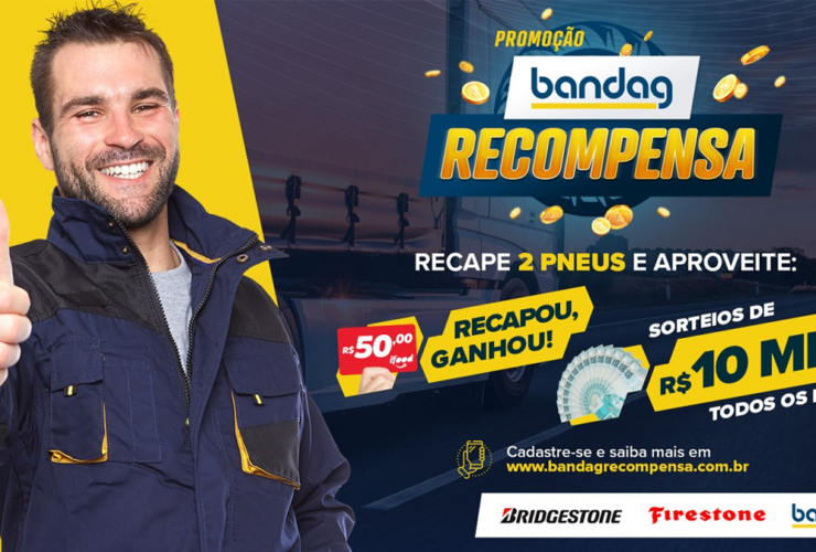 Promoção Bandag Recompensa fará sorteios de R$ 10 mil mensais