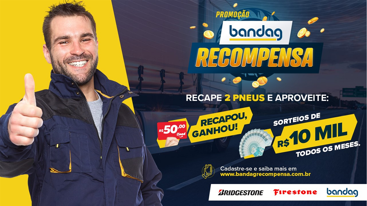 Promoção Bandag Recompensa fará sorteios de R$ 10 mil mensais
