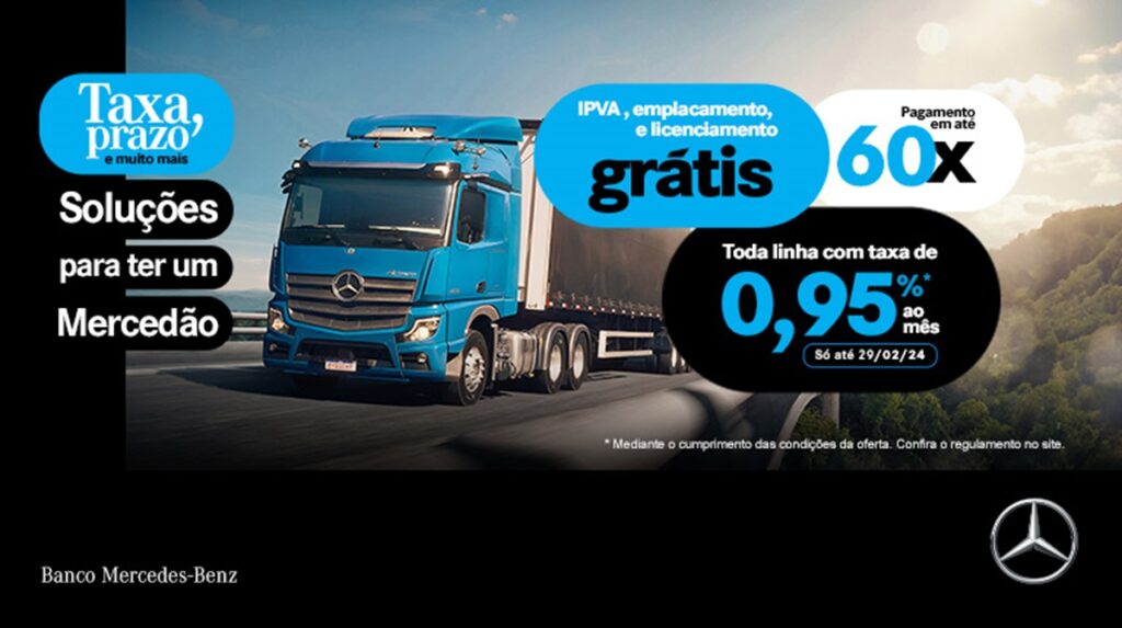 Mercedes-Benz oferece taxa de 0,95% para financiamento de caminhões
